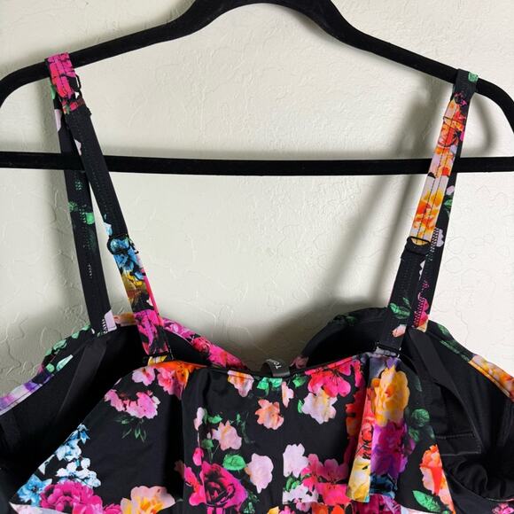 Torrid Black Floral Underwire Swim One Piece Swimsuit 3X D/DD NWT 16941461 - Picture 15 of 15